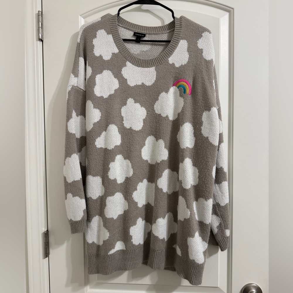 Torrid Cloud Patterned Sweater with Rainbow Detail